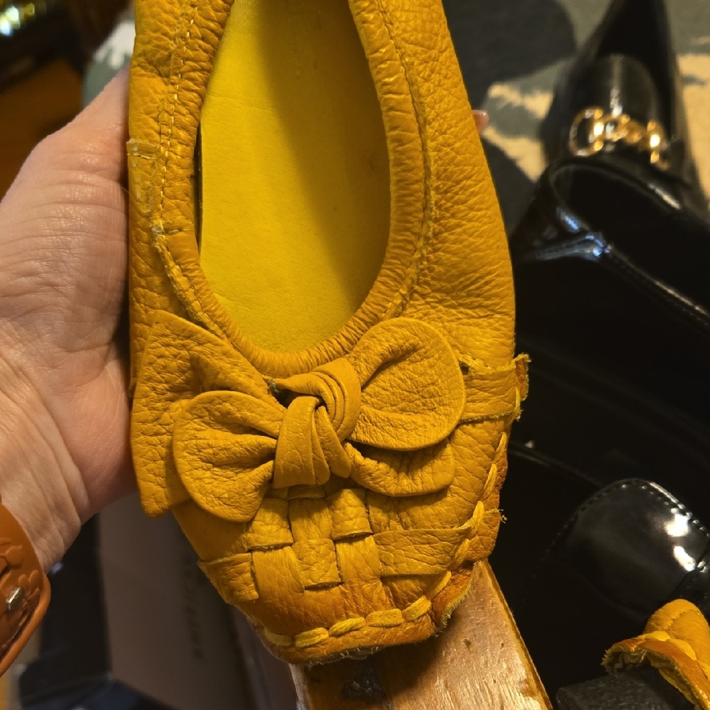Yellow Moccasins with Bow Detail